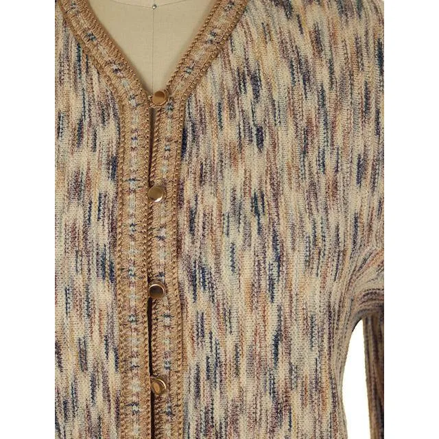 Vintage Ladies Tweed Knit Sweater Suit Oscar De La Renta 1970s Small
