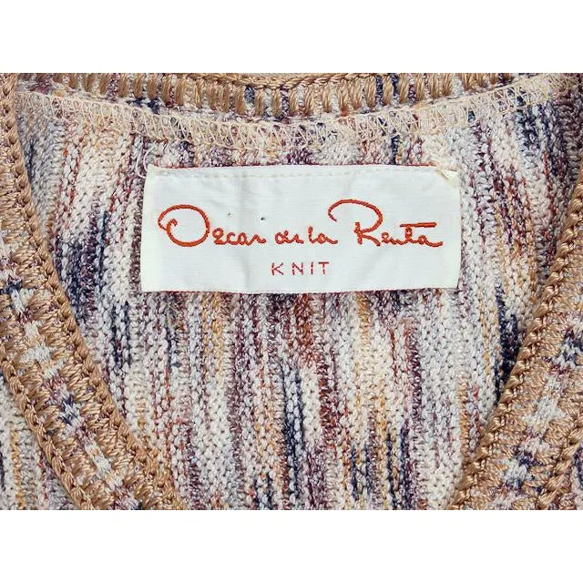 Vintage Ladies Tweed Knit Sweater Suit Oscar De La Renta 1970s Small