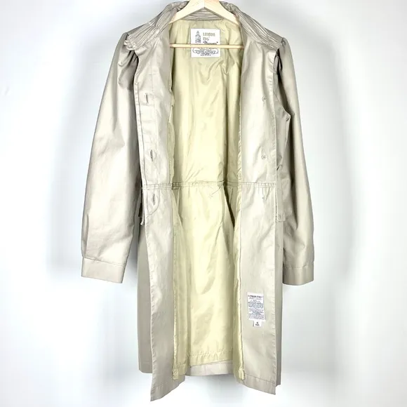 Vintage London Fog Maincoats Tan Rain Trench Coat Womens Size 12
