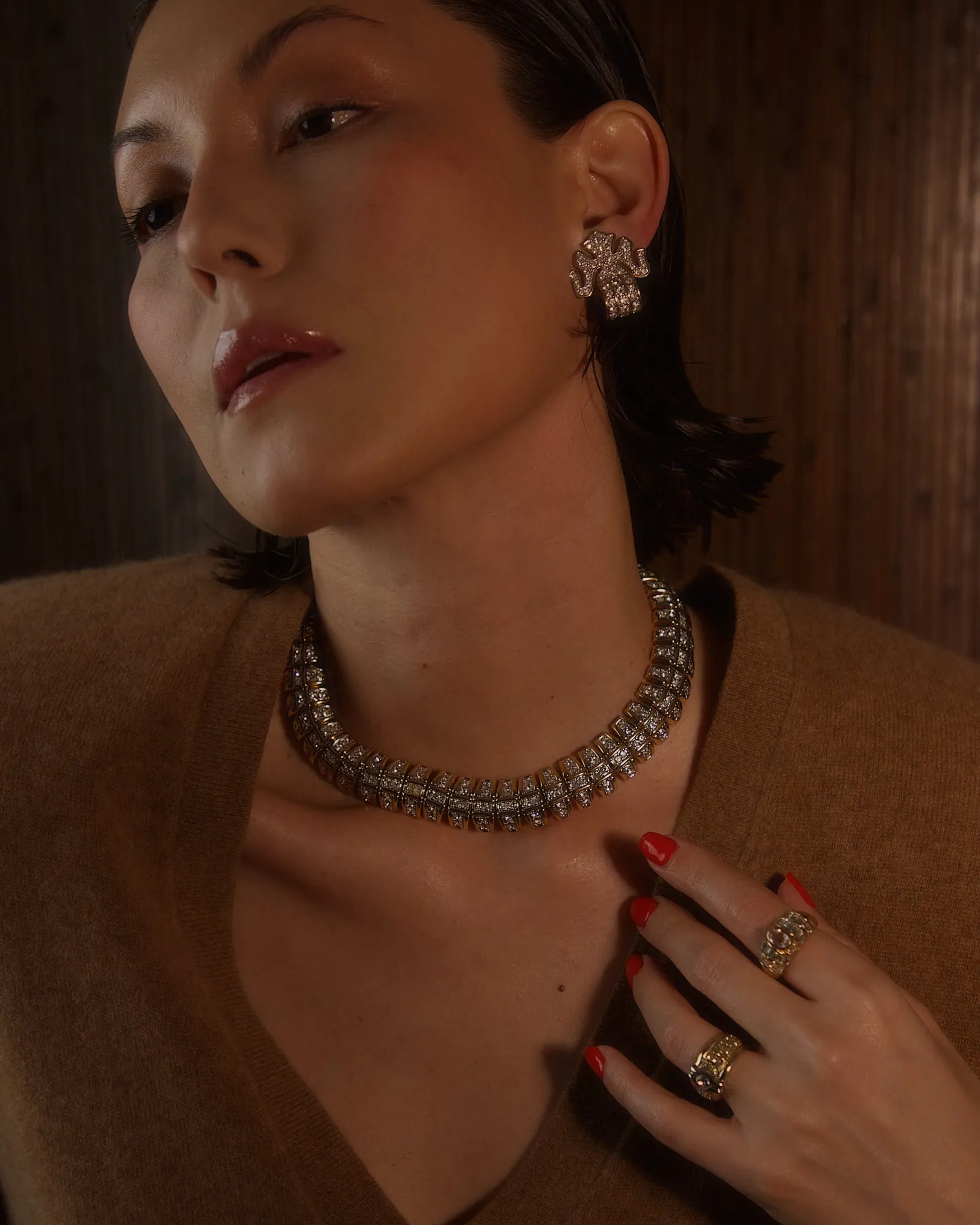 Vintage Pavé Articulated Link Necklace