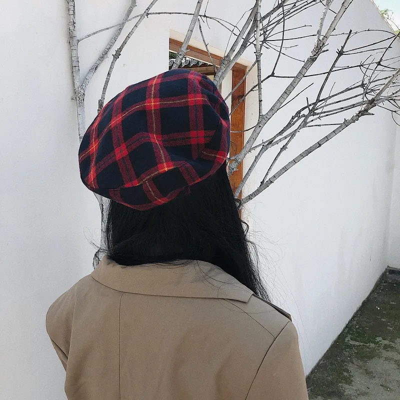 Vintage plaid beret KF90557