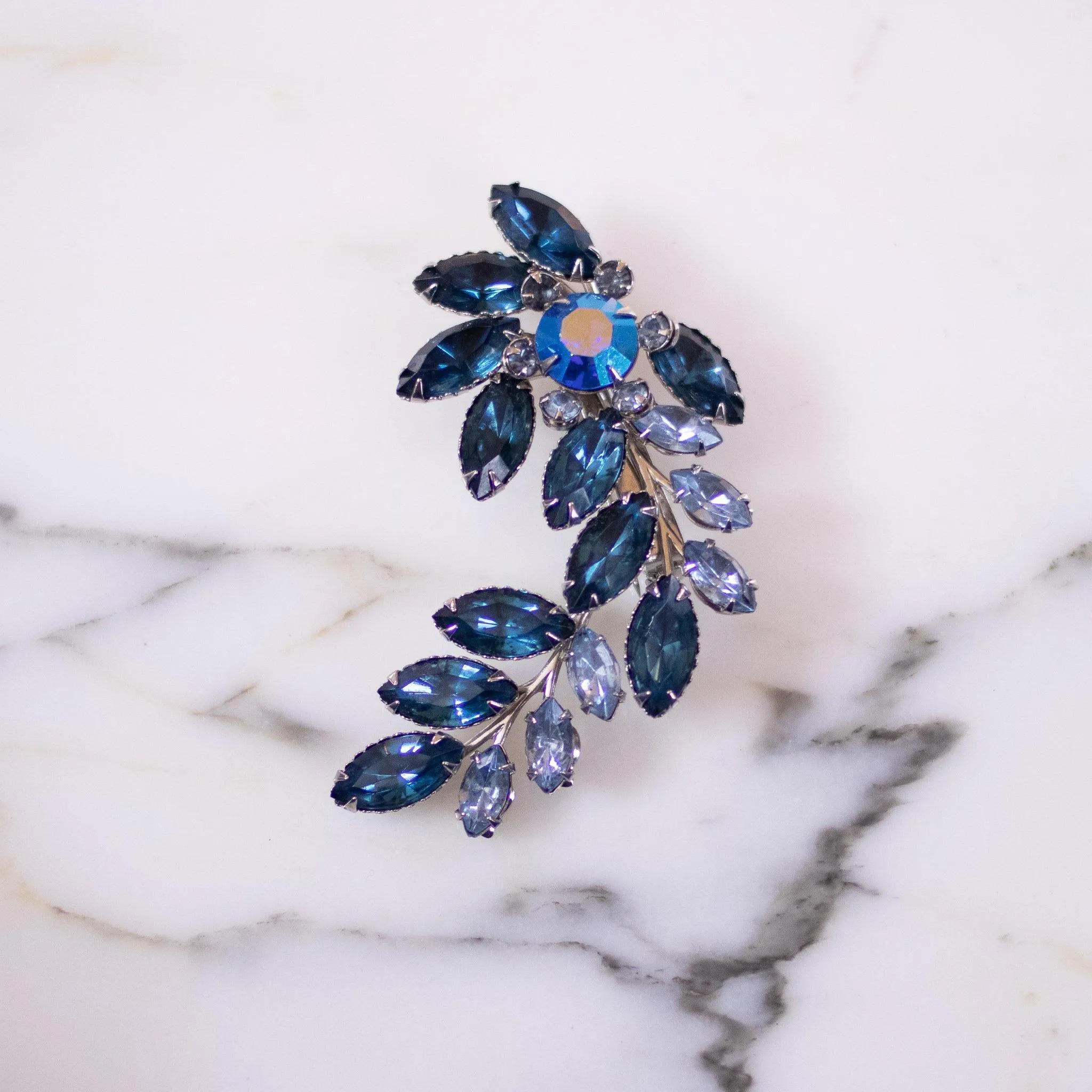 Vintage Radiant Blue Spray Style Brooch