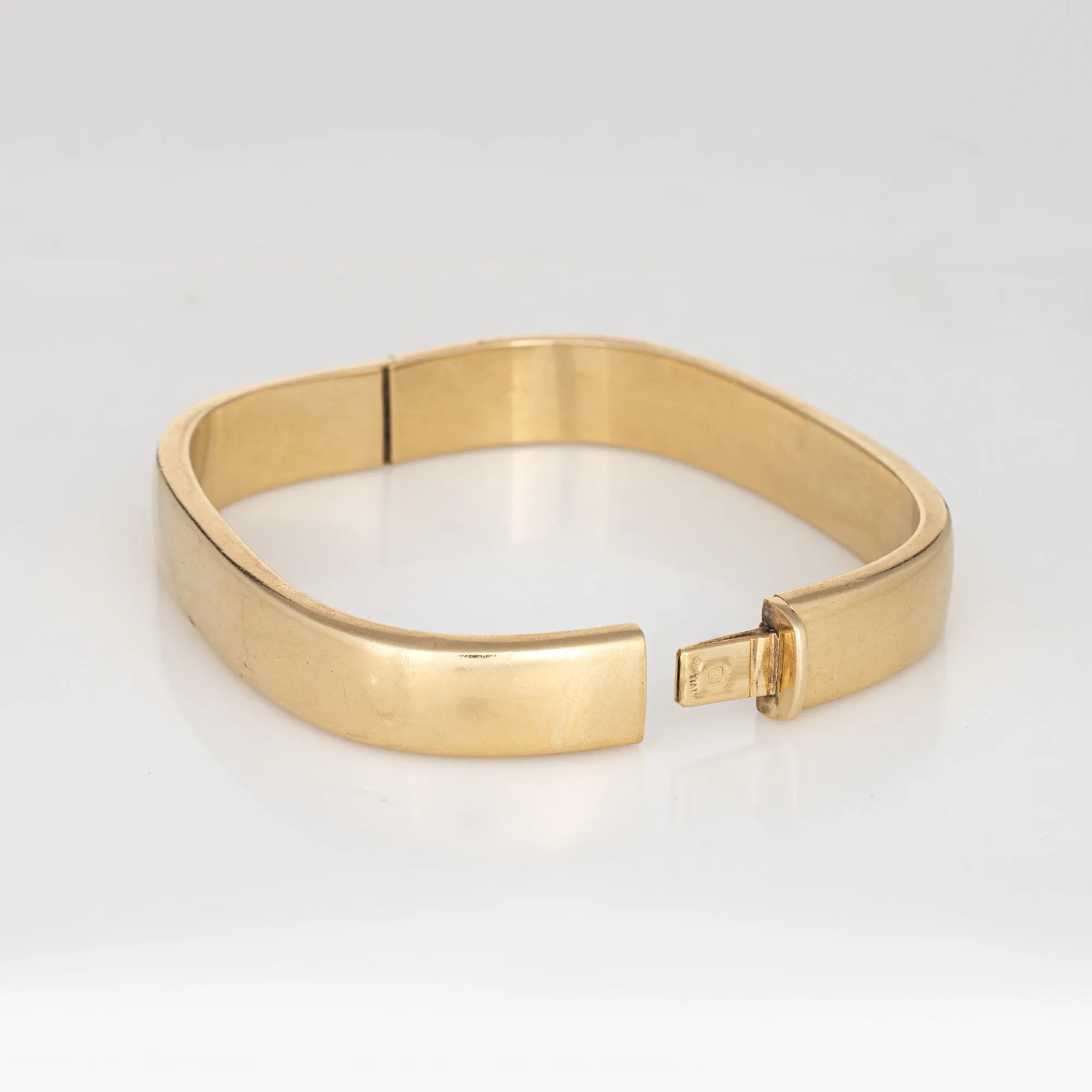 Vintage Square Bangle Bracelet 10mm Wide 14k Yellow Gold Estate Fine Jewelry 7"