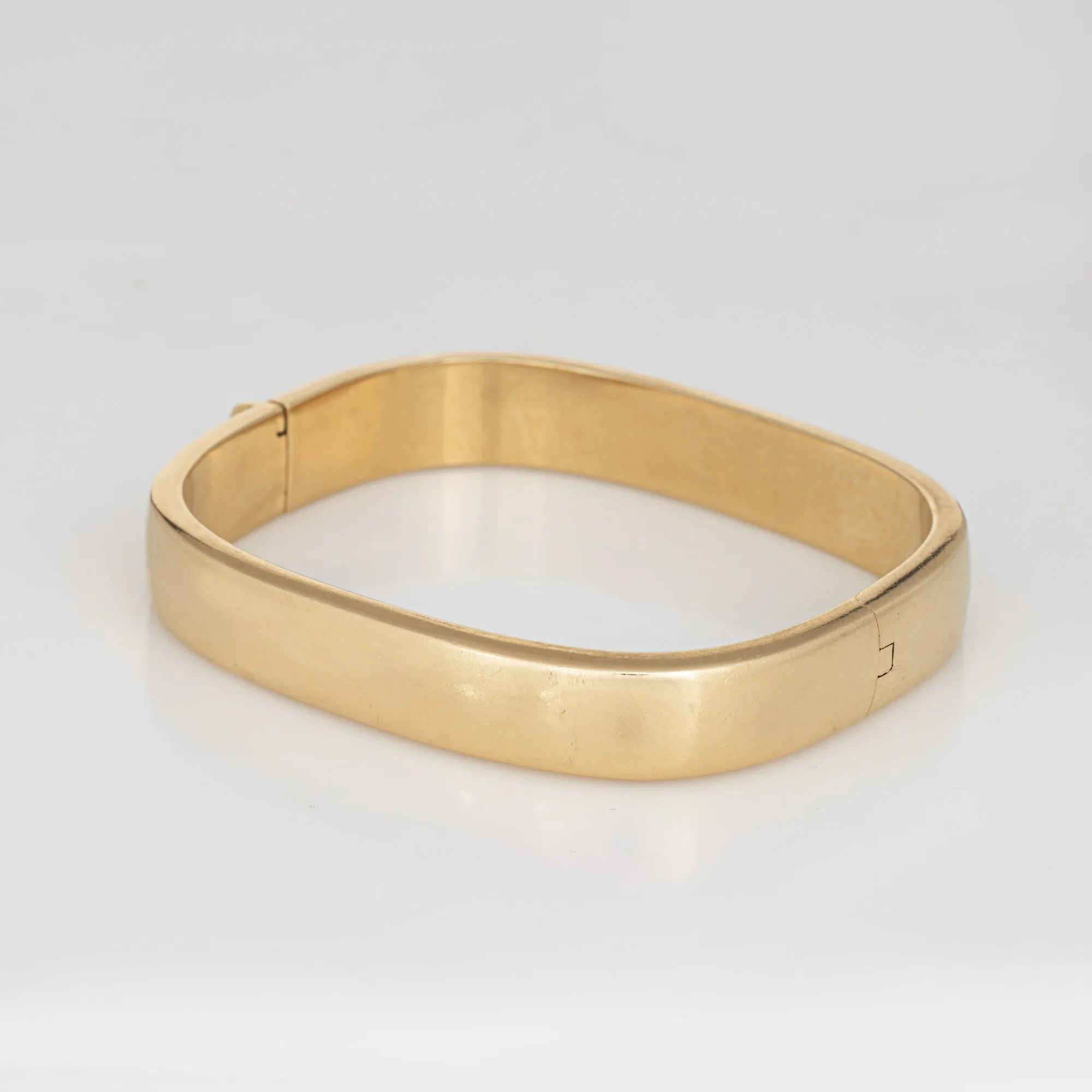 Vintage Square Bangle Bracelet 10mm Wide 14k Yellow Gold Estate Fine Jewelry 7"