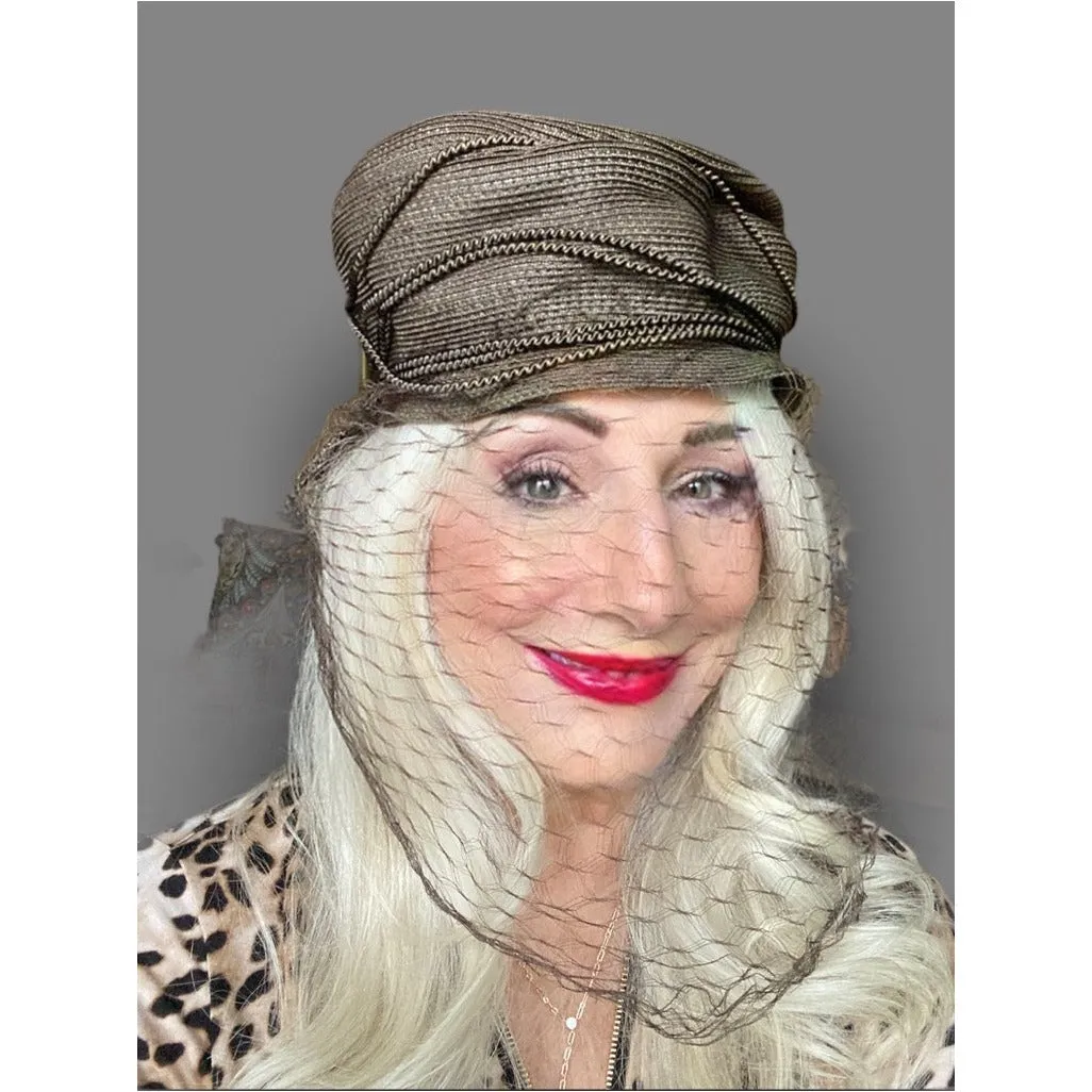 Vintage Straw Toque Hat Taupe Creations De Lorelie 1940s Dramatic