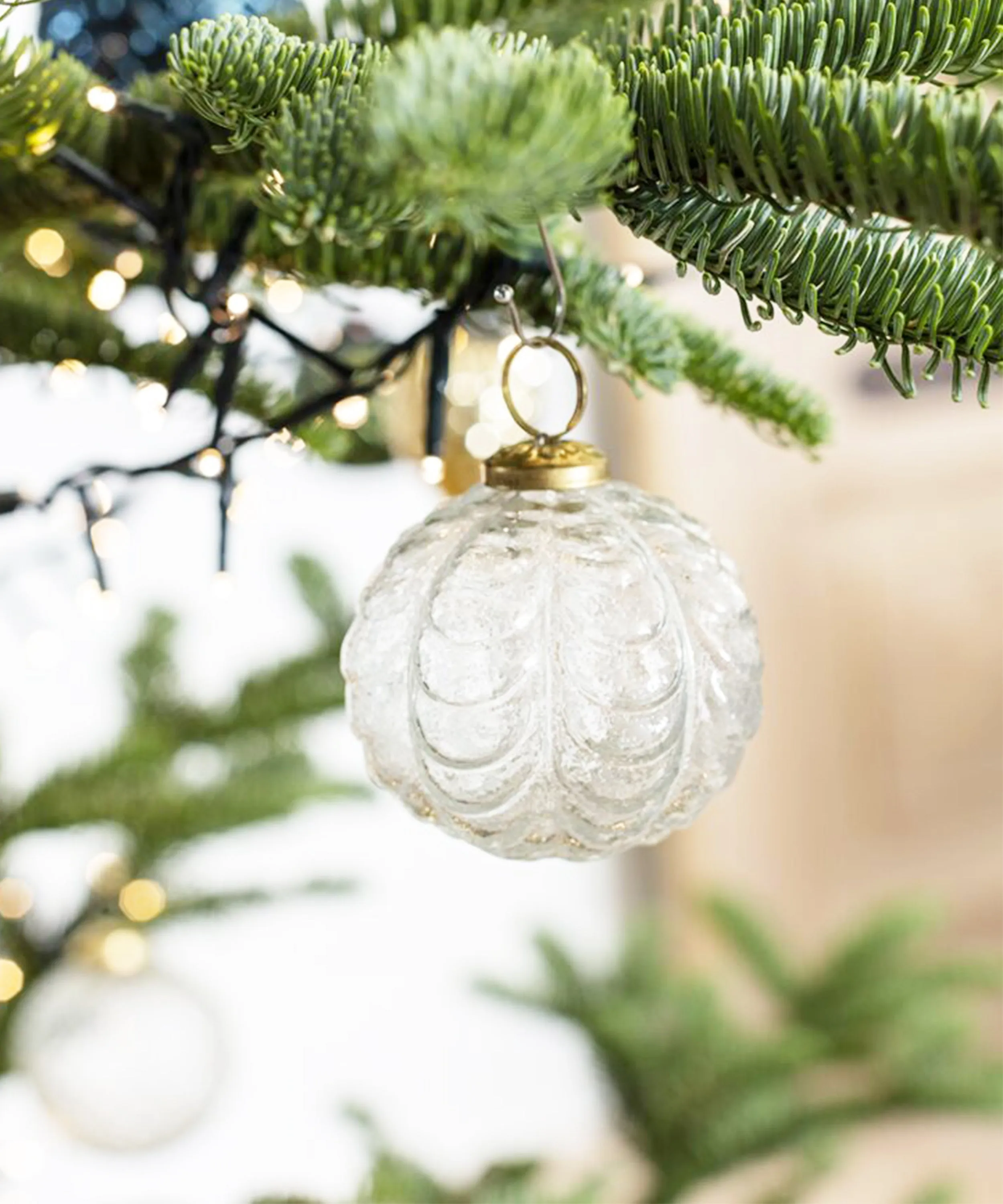 Vintage Style Clear Glass Ornaments, Set of 12