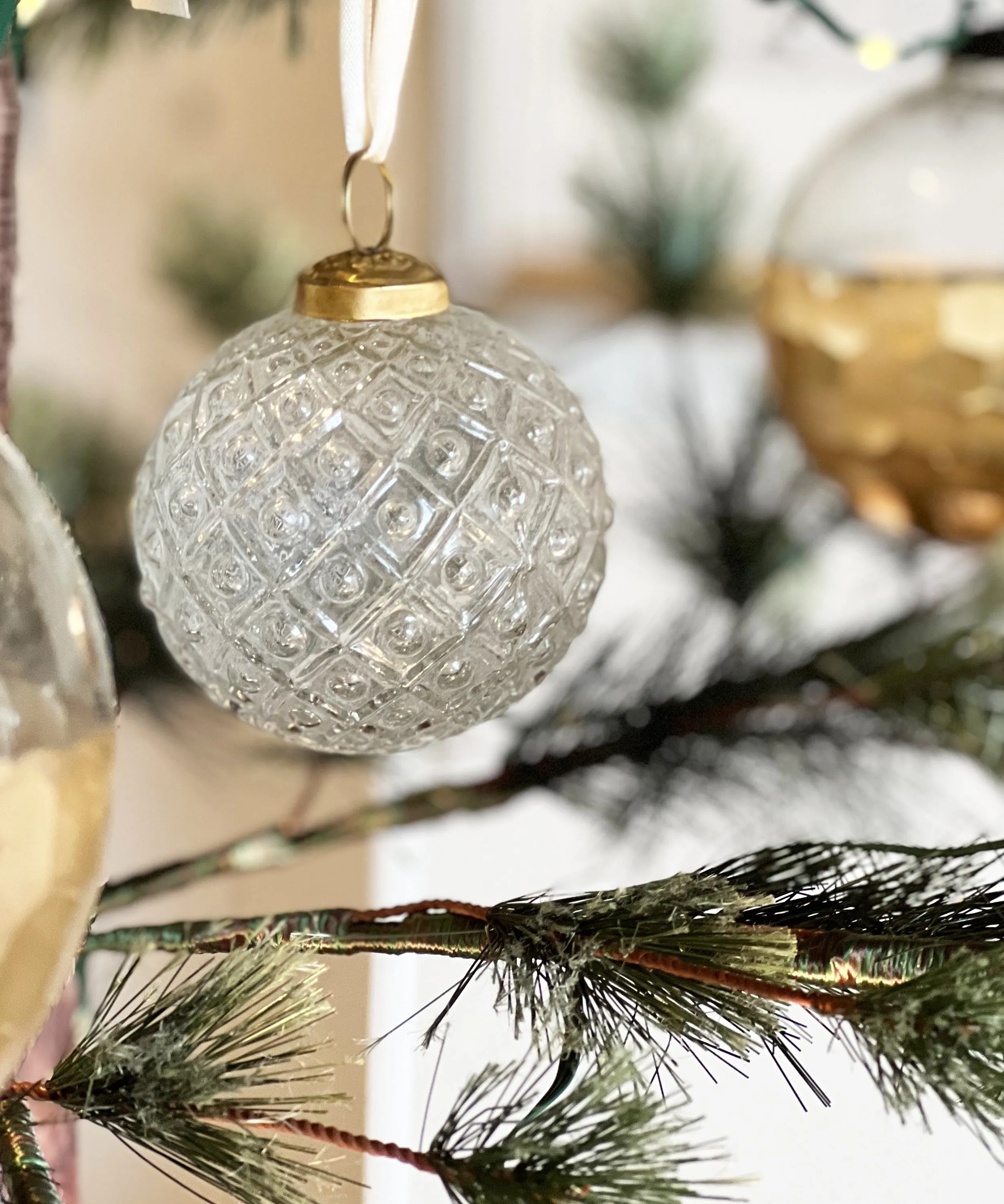 Vintage Style Clear Glass Ornaments, Set of 12