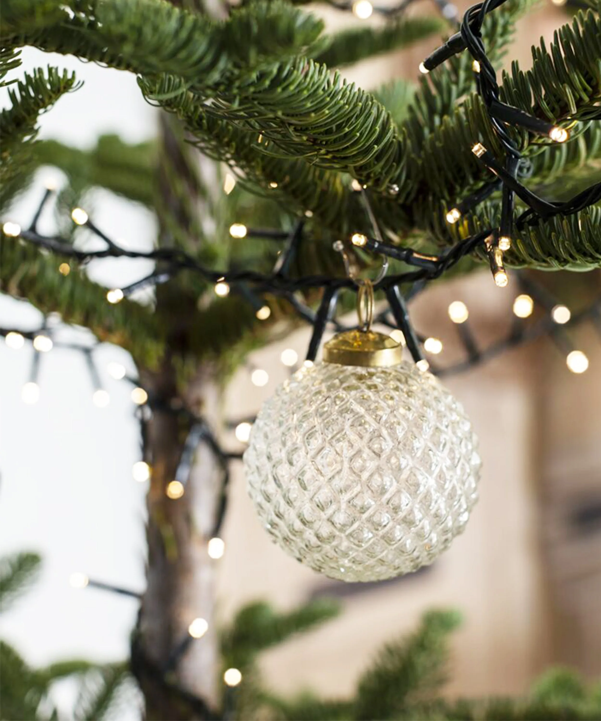 Vintage Style Clear Glass Ornaments, Set of 12