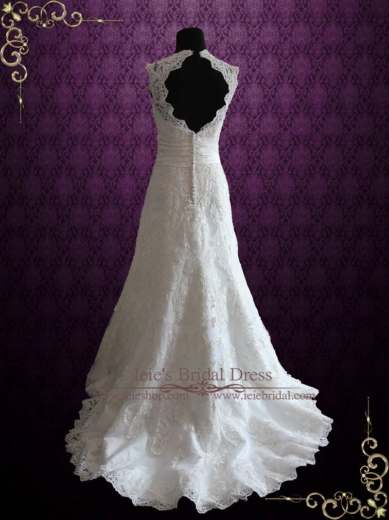 Vintage Style Lace Wedding Dress with V Neck RAYNIA