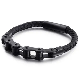 Vintage Style Leather Bike Chain Bracelet