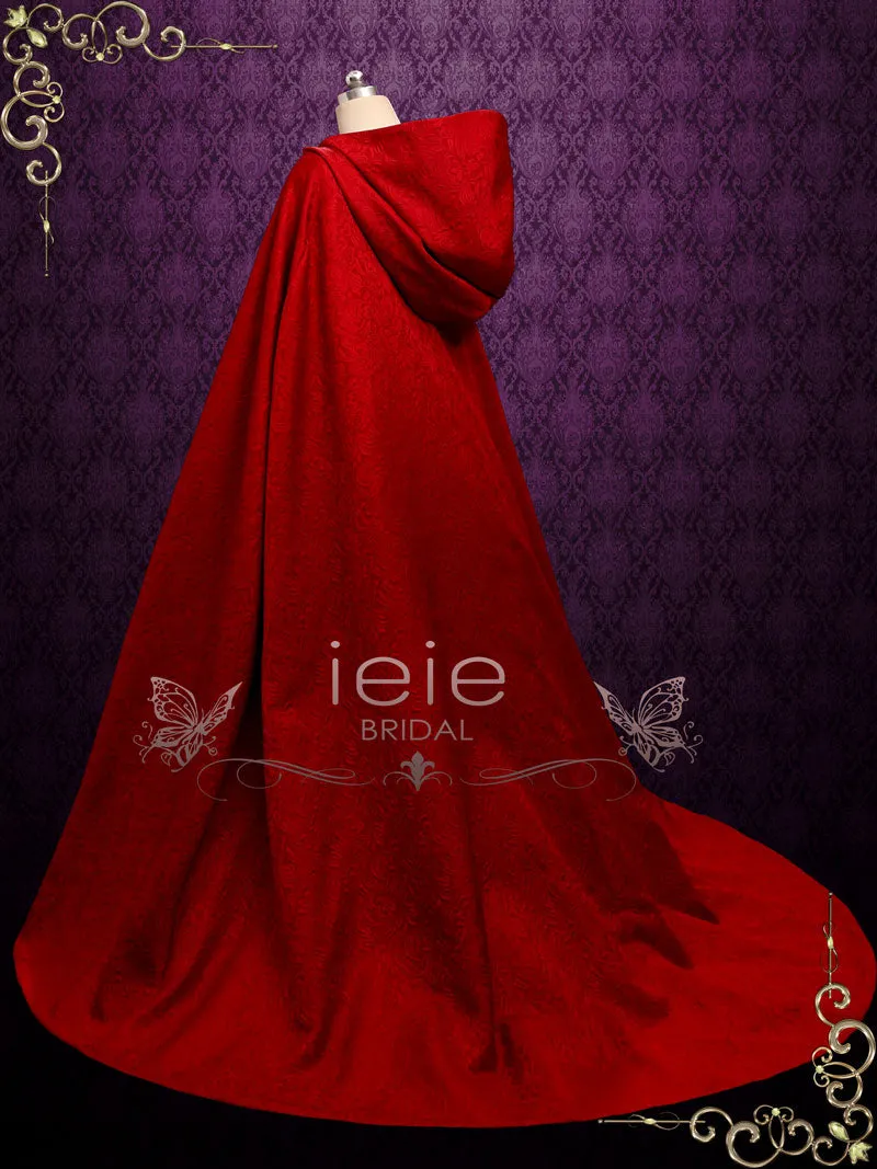 Vintage Style Long Red Cloak with Hood SCARLETT