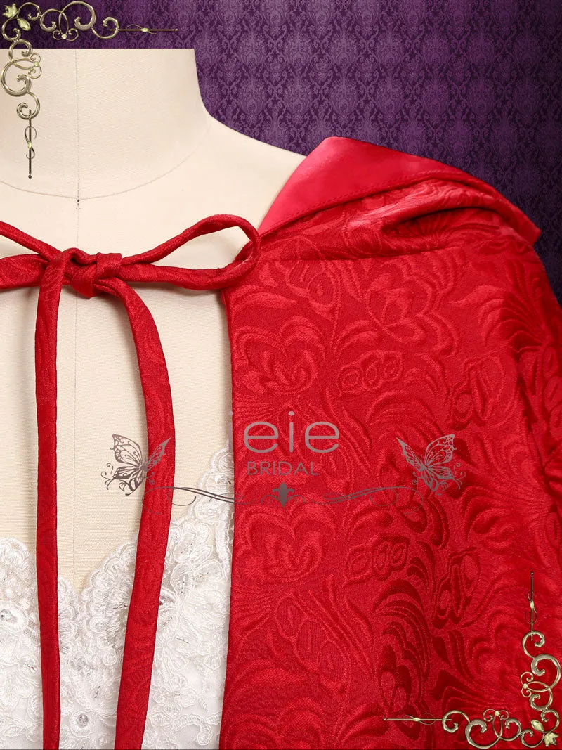 Vintage Style Long Red Cloak with Hood SCARLETT