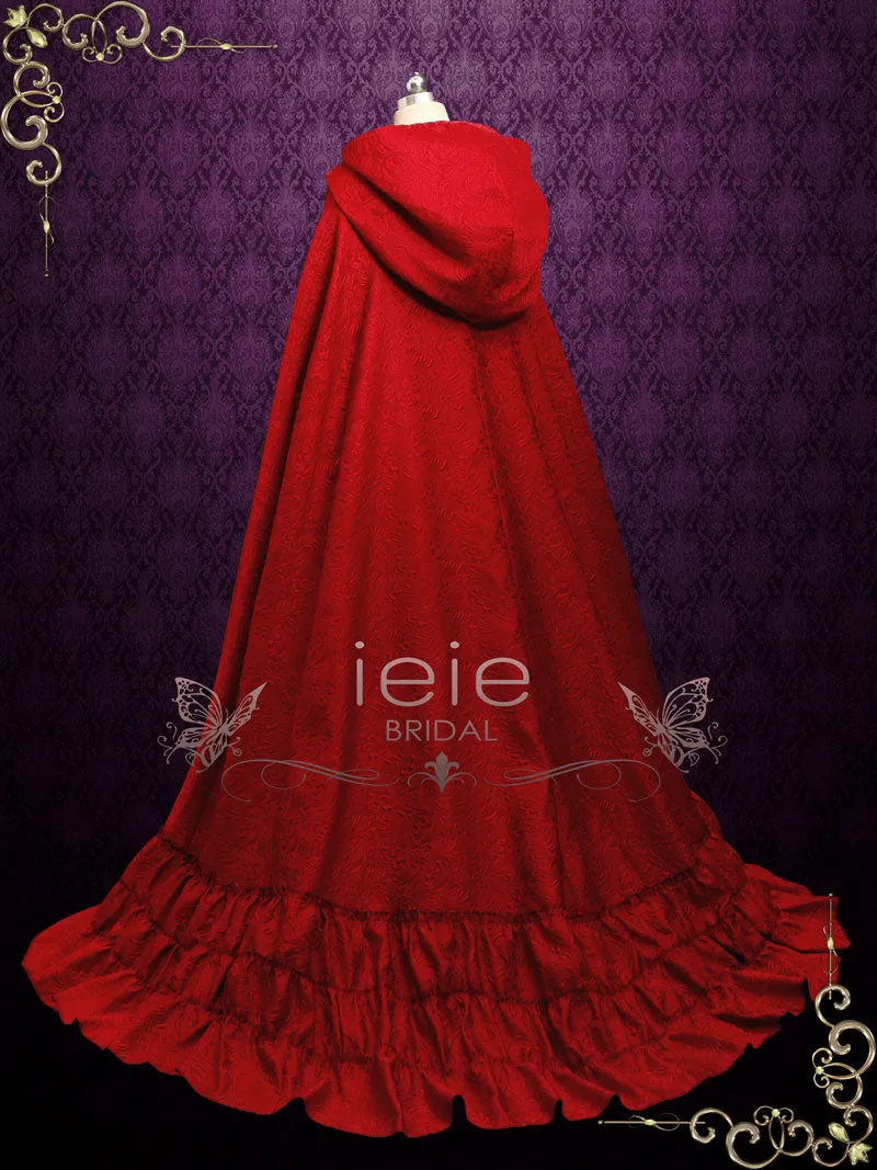 Vintage Style Long Red Cloak with Hood SCARLETT