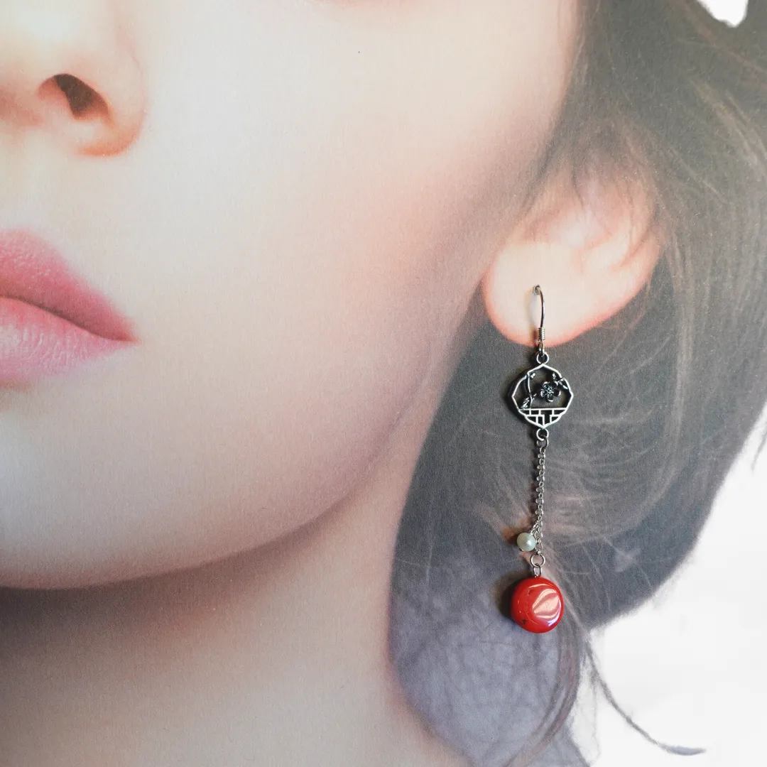 Vintage Style Lotus Earrings in Sterling Silver