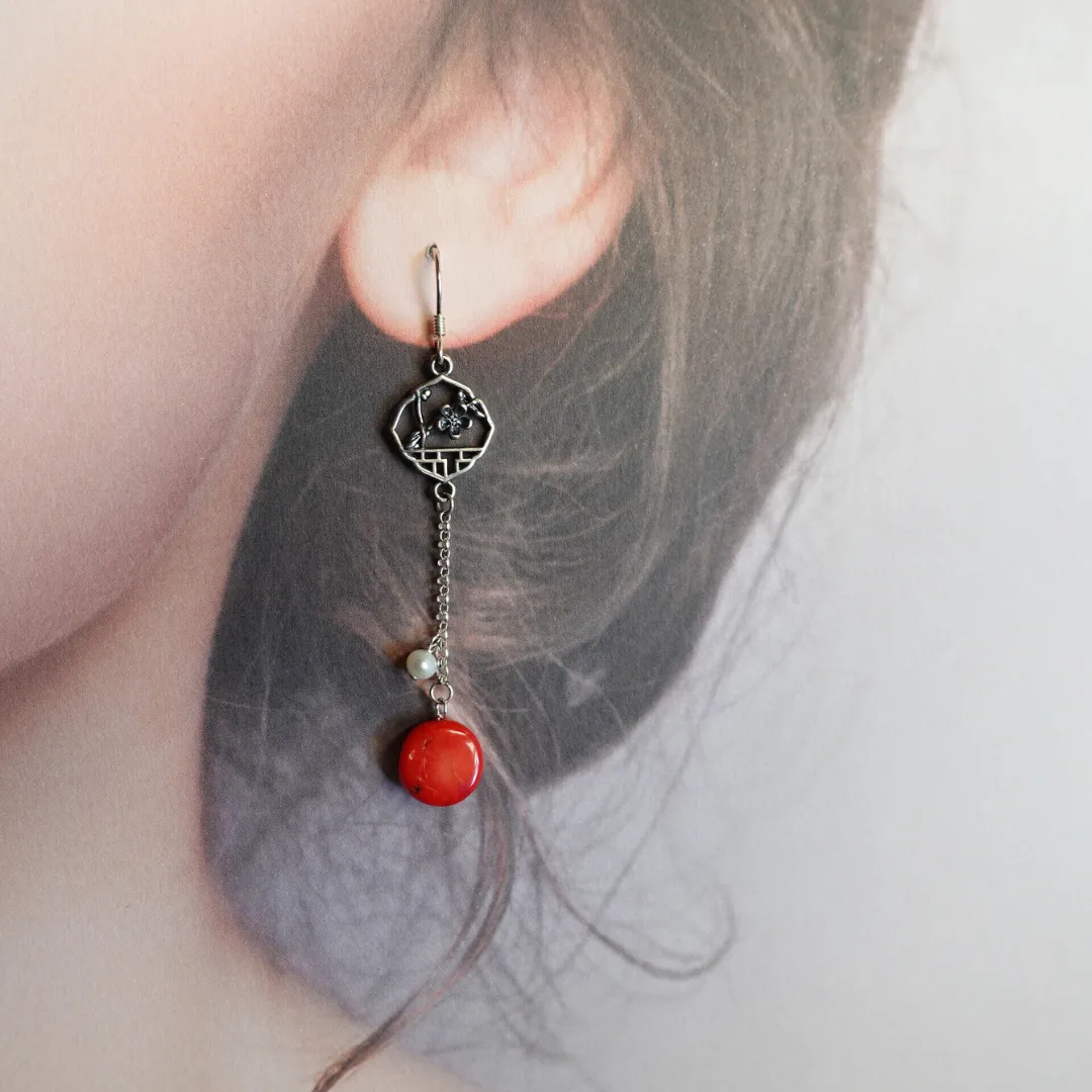Vintage Style Lotus Earrings in Sterling Silver