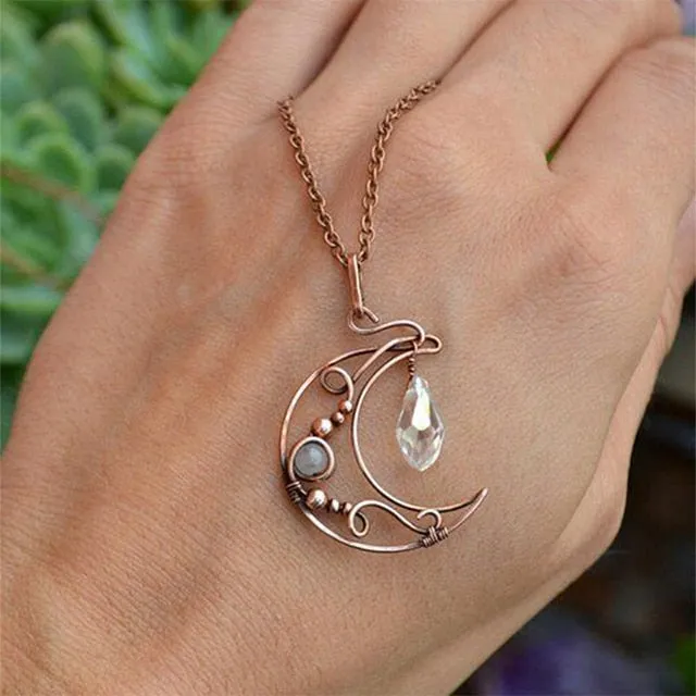 Vintage Style Silver Moonstones Floral Necklaces
