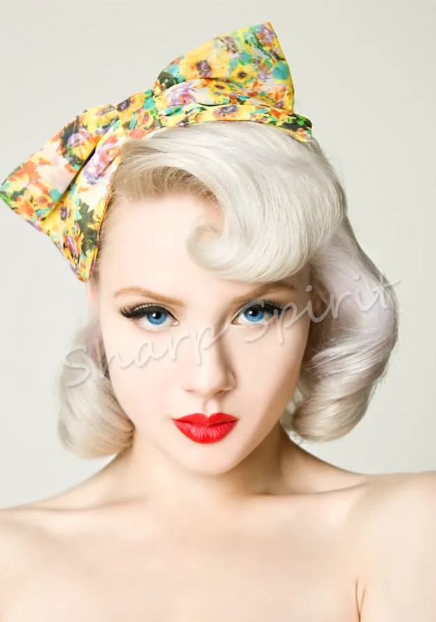 Vintage Style Yellow Floral Print Headband