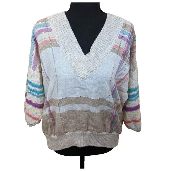 Vintage Tony Lambert Collections Sweater Oversized Knit Preppy Pullover Small