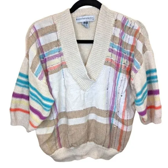 Vintage Tony Lambert Collections Sweater Oversized Knit Preppy Pullover Small