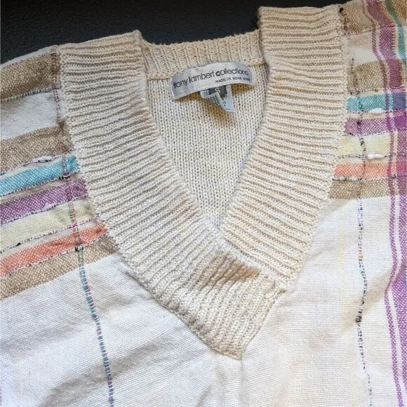 Vintage Tony Lambert Collections Sweater Oversized Knit Preppy Pullover Small