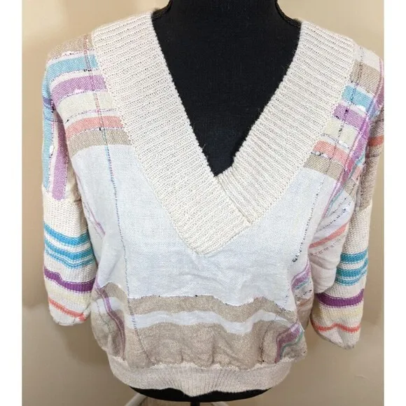 Vintage Tony Lambert Collections Sweater Oversized Knit Preppy Pullover Small