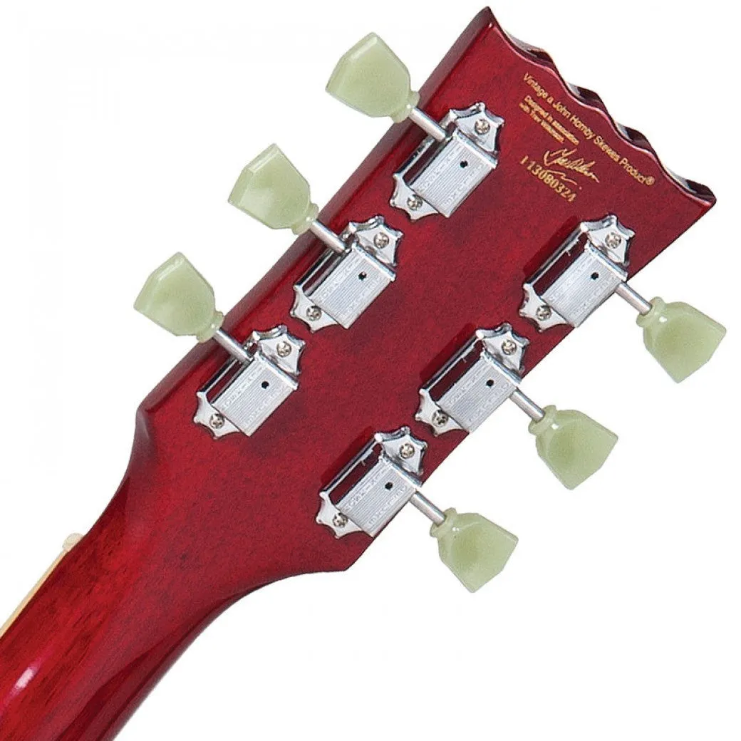 VINTAGE V100 REISSUED ELECTRIC GUITAR ~ LEFT HAND CHERRY SUNBURST