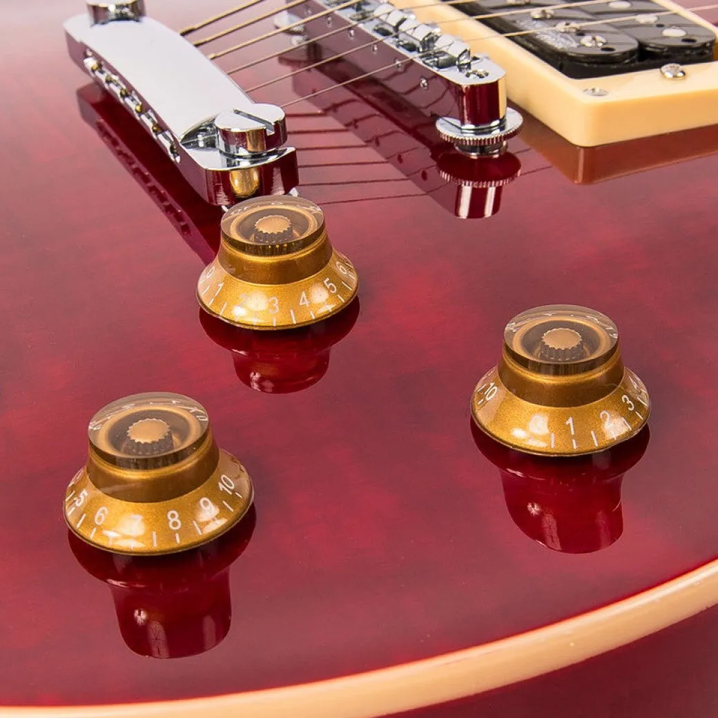 VINTAGE V100T REISSUED ELECTRIC GUITAR ~ FLAMED TRANS WINE RED