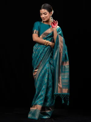 Vishesh Firoza Saree with Blouse Fabric