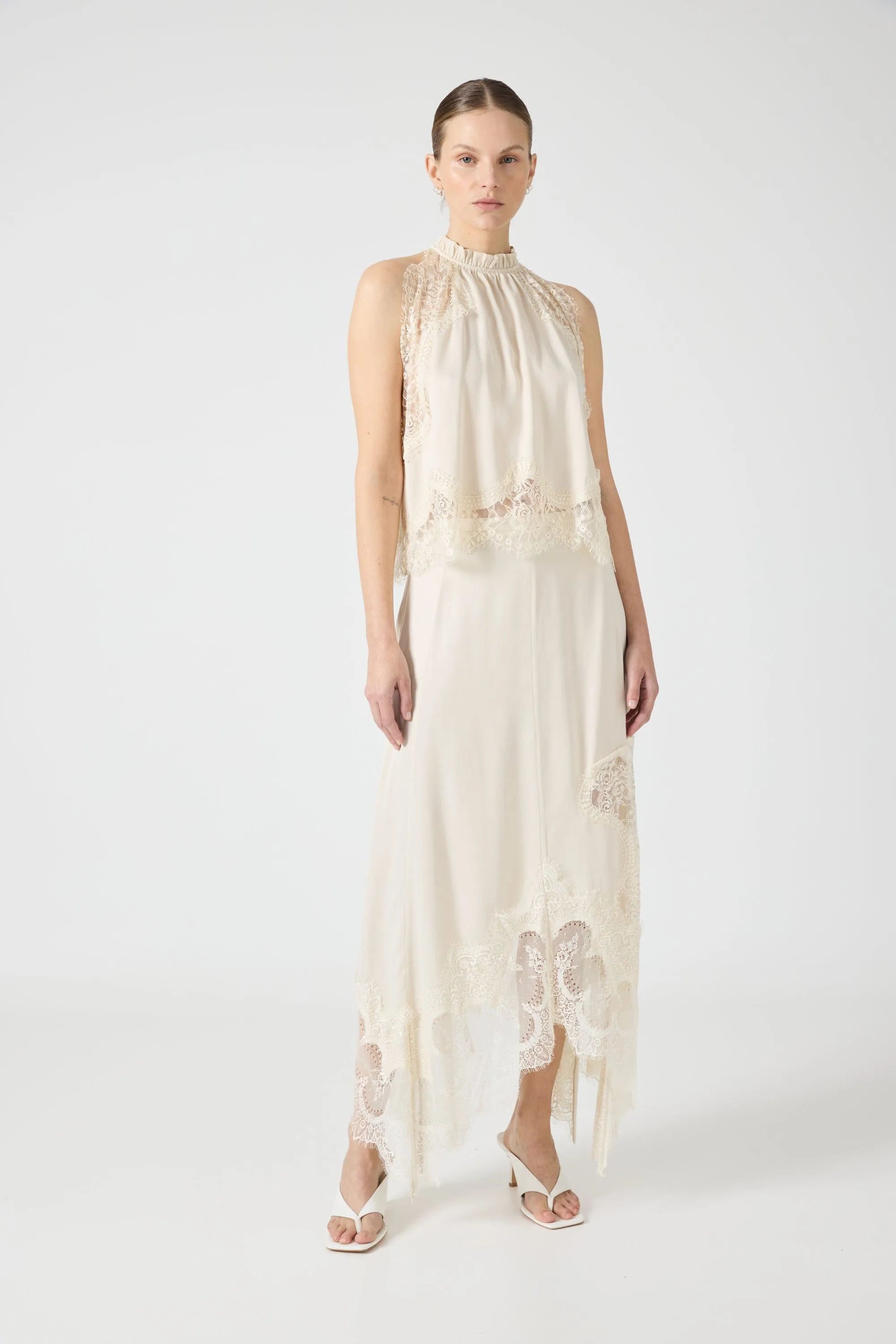 VISIONS LACE HANKERCHIEF SKIRT | BUTTERCREAM