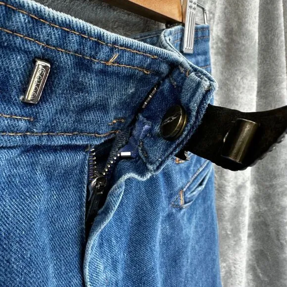 Vtg Jean Woman 26 Blue Rare Y2K High Rise Flared Bell Bottom Egyptian Buckle See