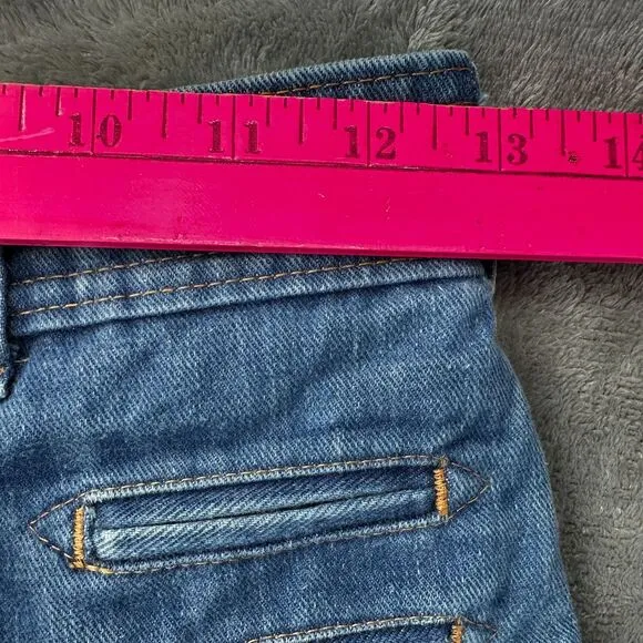 Vtg Jean Woman 26 Blue Rare Y2K High Rise Flared Bell Bottom Egyptian Buckle See