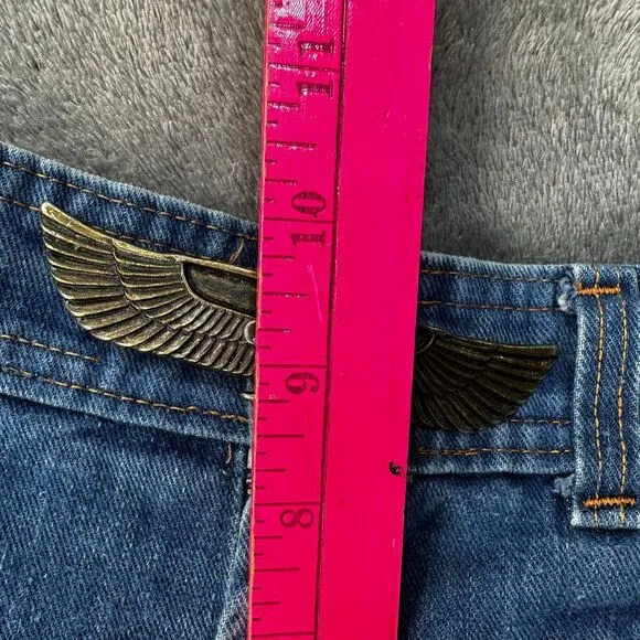 Vtg Jean Woman 26 Blue Rare Y2K High Rise Flared Bell Bottom Egyptian Buckle See