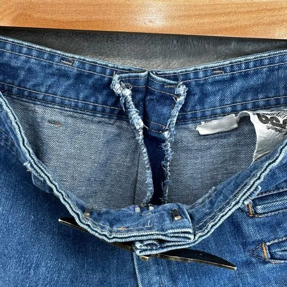 Vtg Jean Woman 26 Blue Rare Y2K High Rise Flared Bell Bottom Egyptian Buckle See