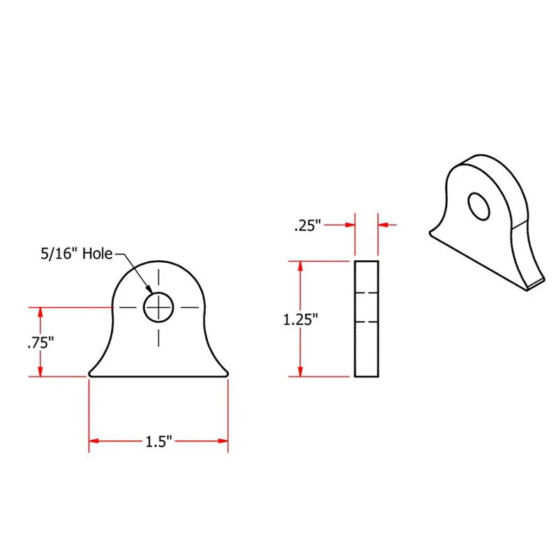 Weld On Steel Mounting Tabs Vintage Style 6 by TC Bros