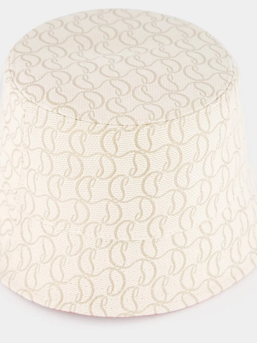 White Bobino Jacquard Monogram Bucket Hat