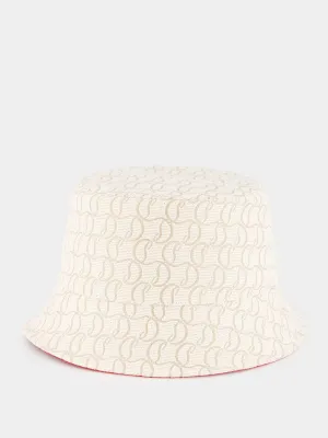 White Bobino Jacquard Monogram Bucket Hat