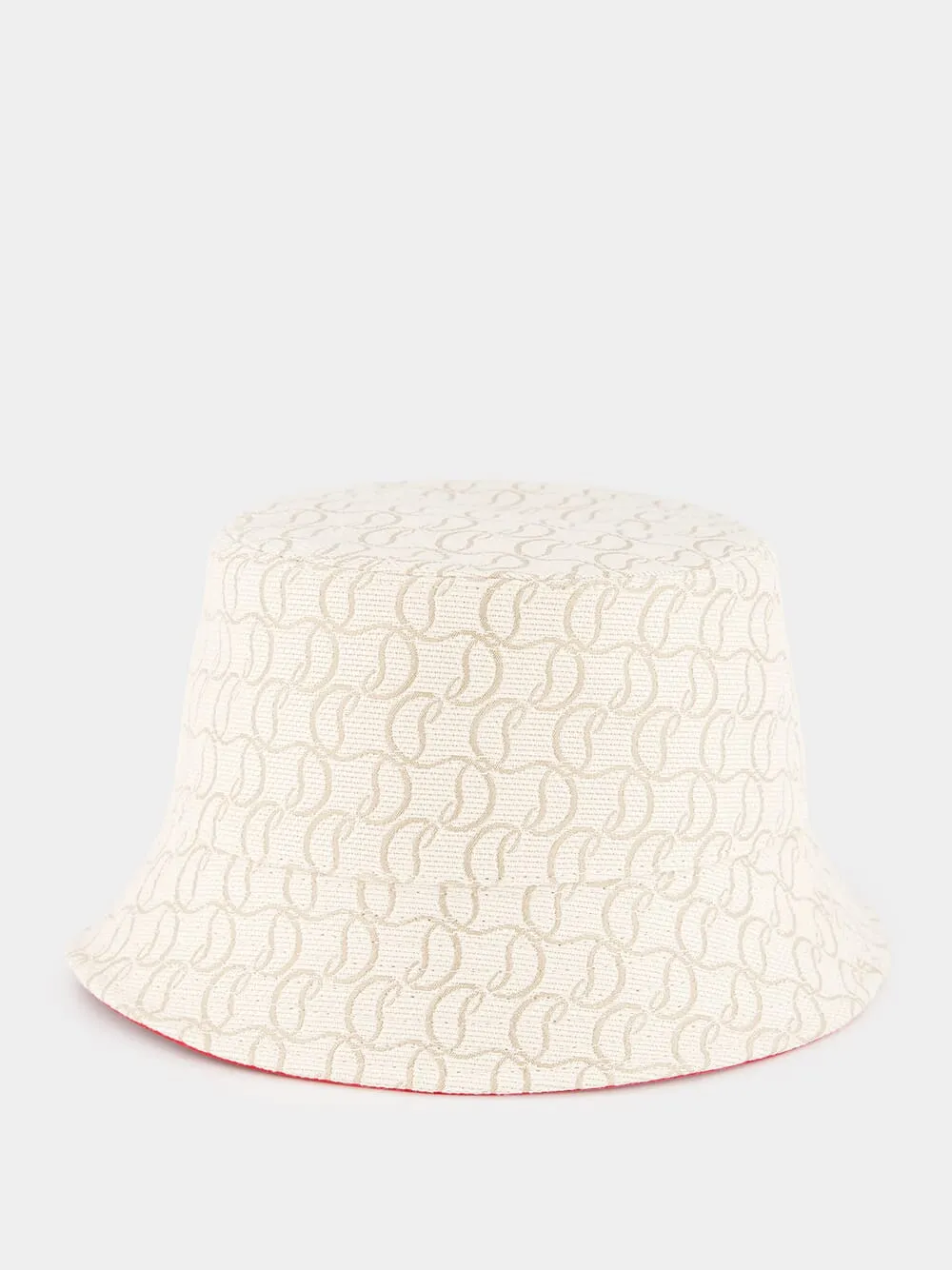 White Bobino Jacquard Monogram Bucket Hat
