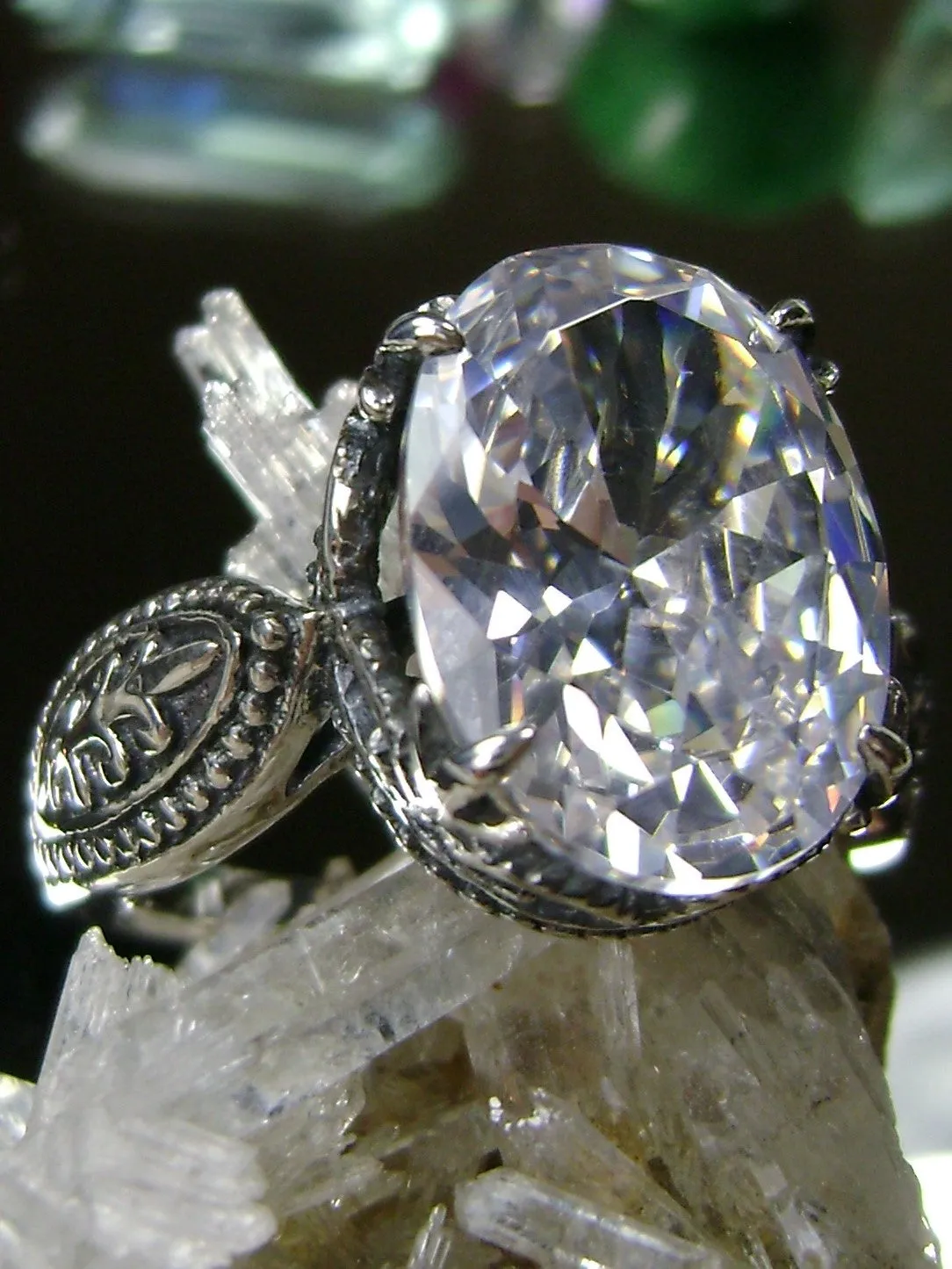 White Cubic Zirconia (CZ) Gothic Ring #D133
