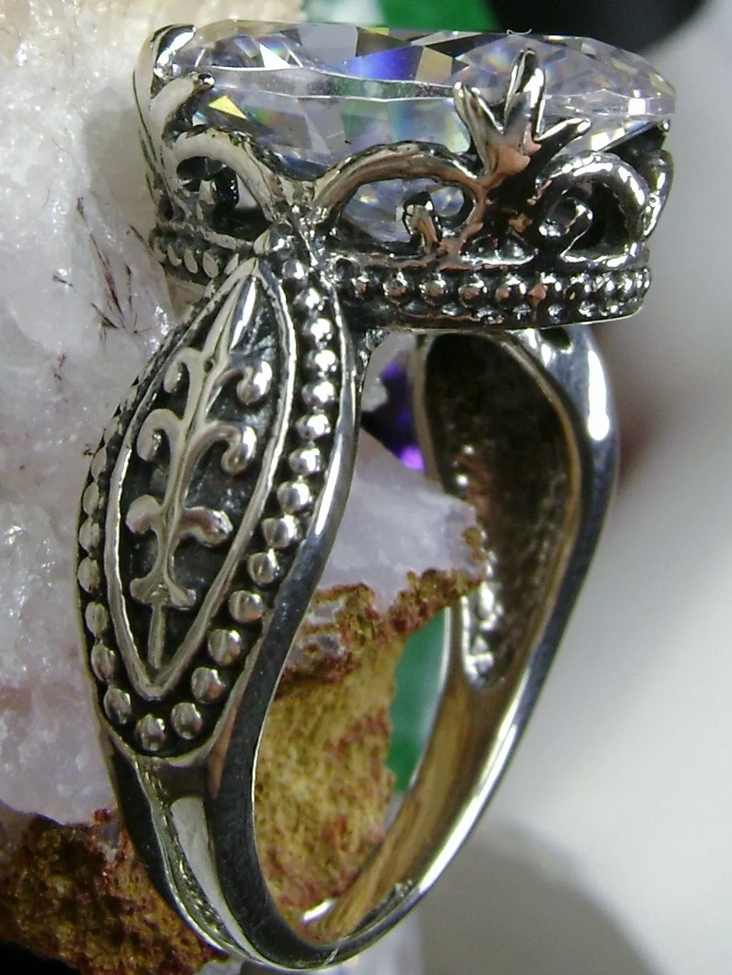 White Cubic Zirconia (CZ) Gothic Ring #D133
