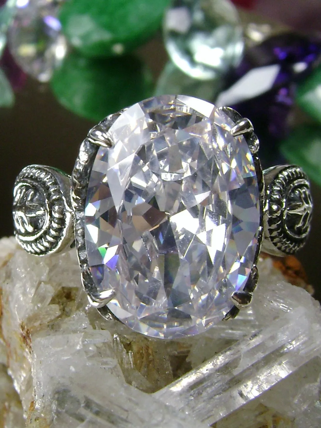 White Cubic Zirconia (CZ) Gothic Ring #D133