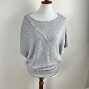 White House Black Market Silver Glam Dolman Sleeve Knit Sweater – Size M