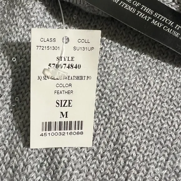 White House Black Market Silver Glam Dolman Sleeve Knit Sweater – Size M
