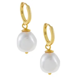 White Pearl Huggie Earring