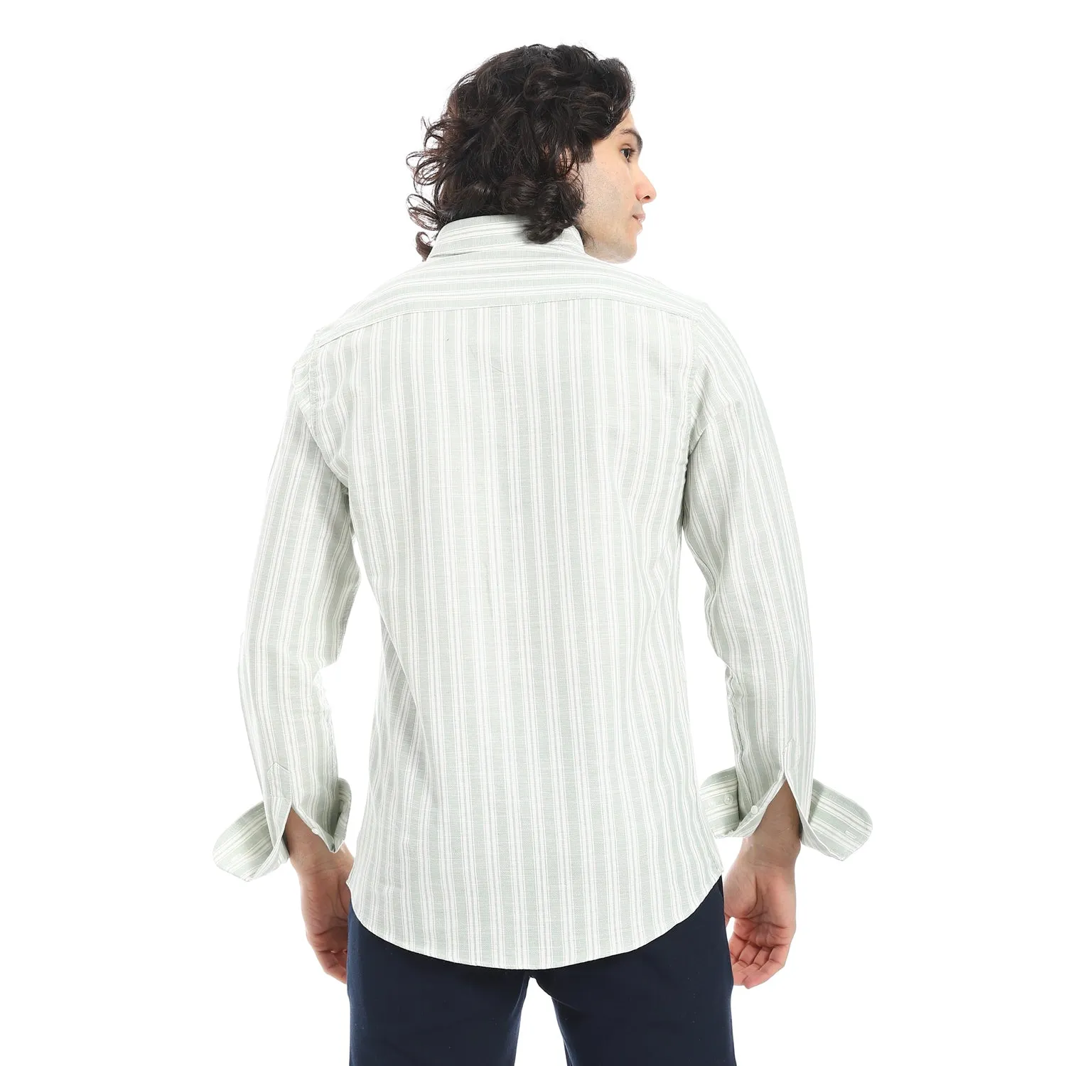 White_Shirt_With_Pastel_Green_Stripes
