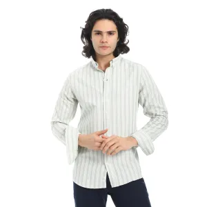 White_Shirt_With_Pastel_Green_Stripes