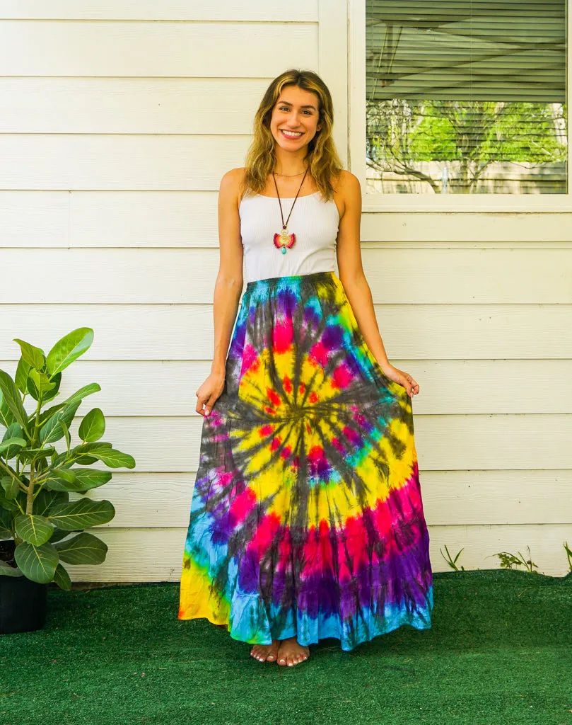 Wild Sunshine Hand Dyed Tiered Maxi Skirt