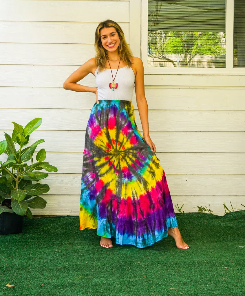 Wild Sunshine Hand Dyed Tiered Maxi Skirt