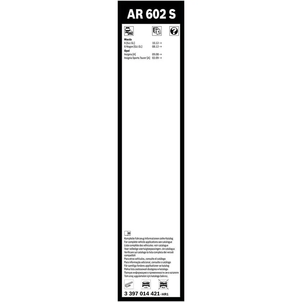 Windshield Wipers Bosch AR602S, Mazda 6, 6 Wagon, Opel Insignia, Insignia Sports Tourer