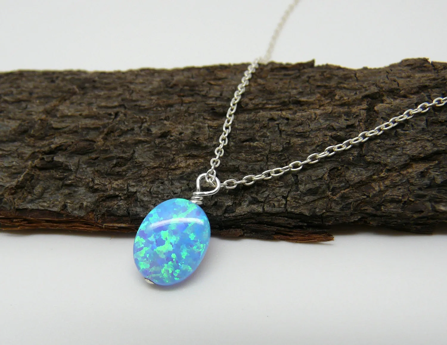 Wire Wrapped Opal Necklace – Minimalist Elegance