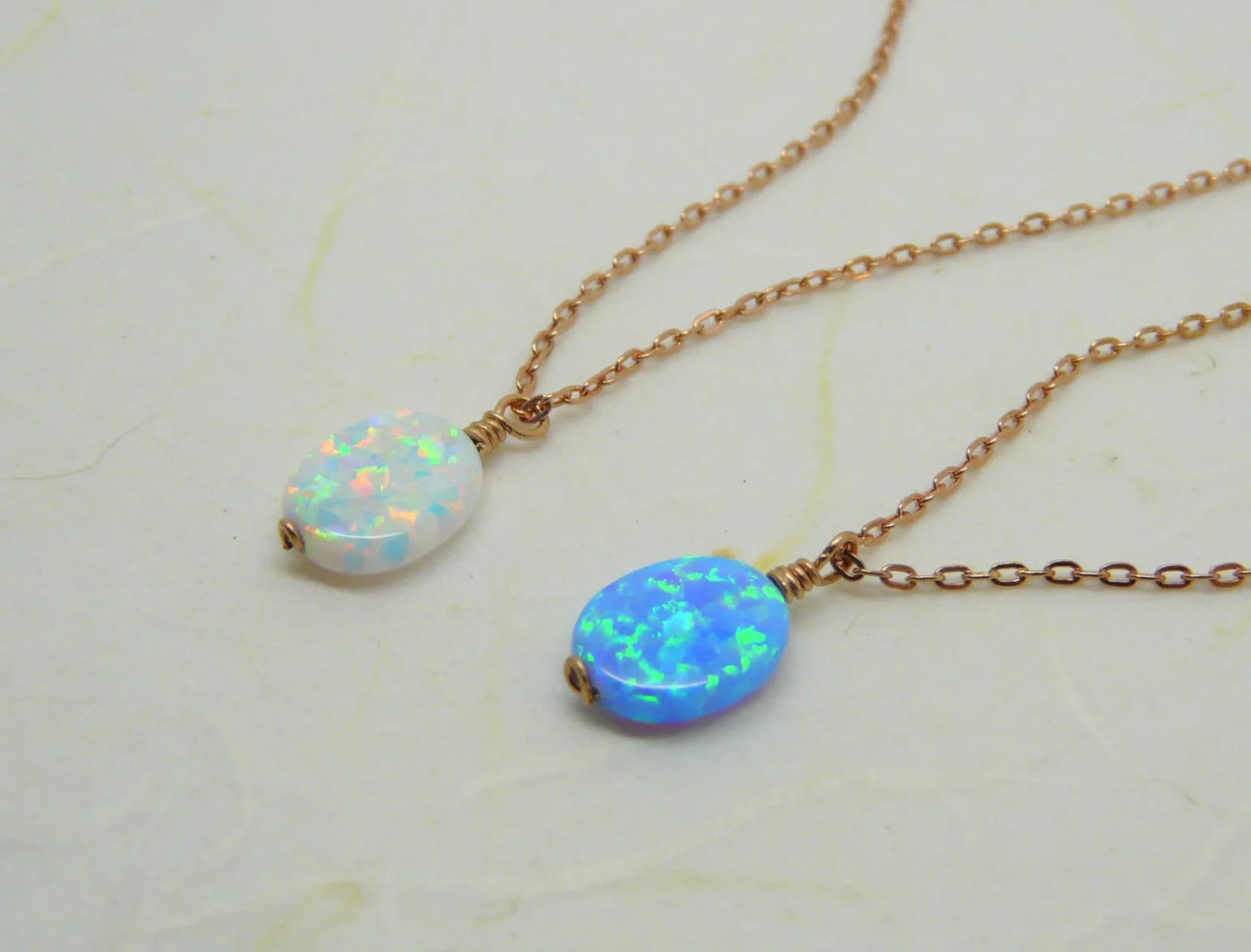 Wire Wrapped Opal Necklace – Minimalist Elegance